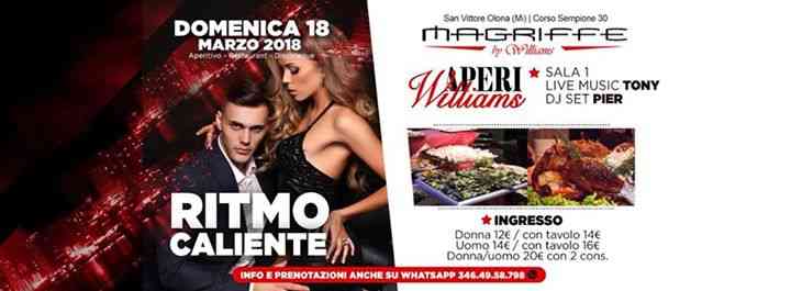 Ritmo Caliente@Magriffe Club_domenica 18 marzo_aperitivo&disco