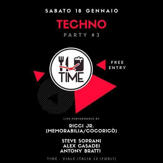 Sab. 18.01 • Techno TIME • w/ RICCI JR (Memorabilia/Cocoricò)