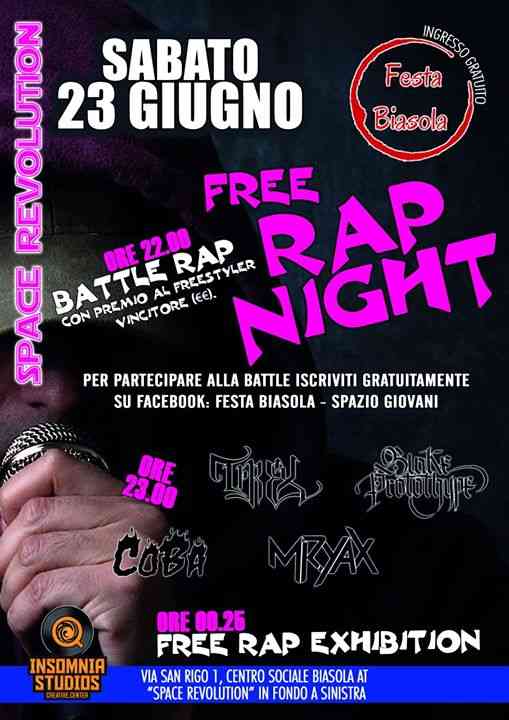 Free rap night at Festa Biasola