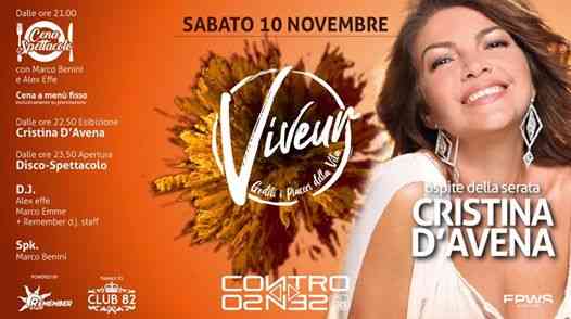 Viveur - Cristina D’Avena - Sabato 10 Novembre