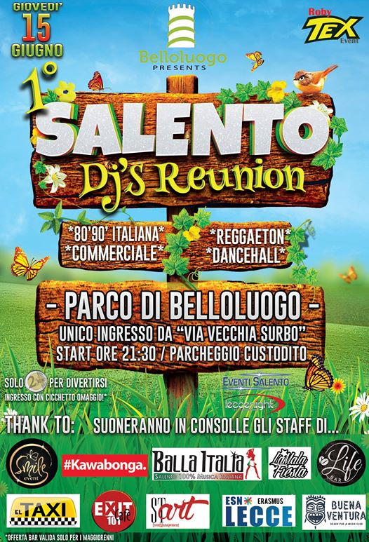 15 Giugno - 1° Salento Dj's Reunion @Parco di Belloluogo