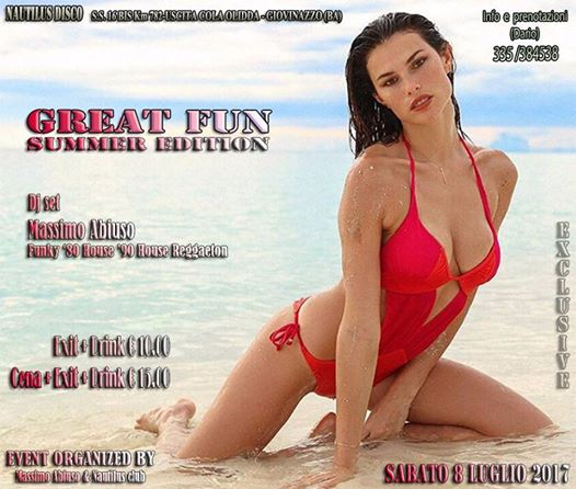 Il Sabato Sera "Great Fun" del Nautilus - Summer Edition 2017