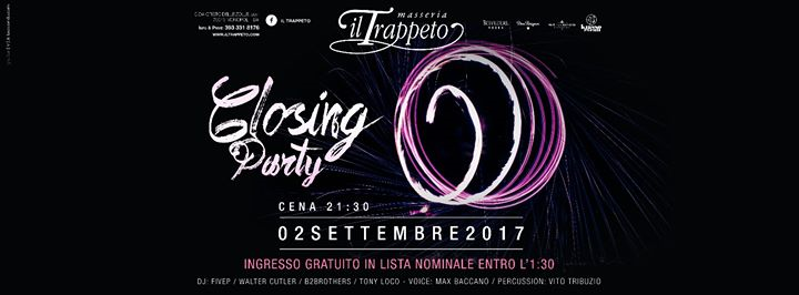Sab 02 09 - Closing Party Stagione Estiva 2017 - Trappeto !