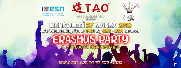 Erasmus Party - Il Mercoledì Universitario @TAO - mer.27/03/19