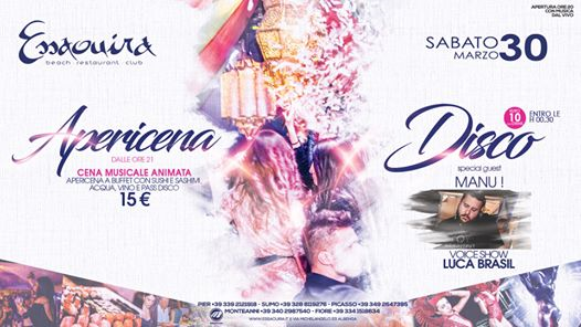 Sabato 30 Marzo Apericena Animato & Discoteca #EssaClub