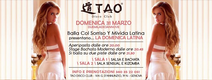 Balla Col Sorriso Y Mivida Latina @TAO - dom.31/03/2019