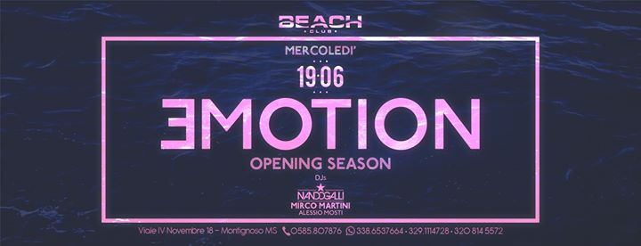 Emotion - Beach Club - Mercoledì 19 Giugno