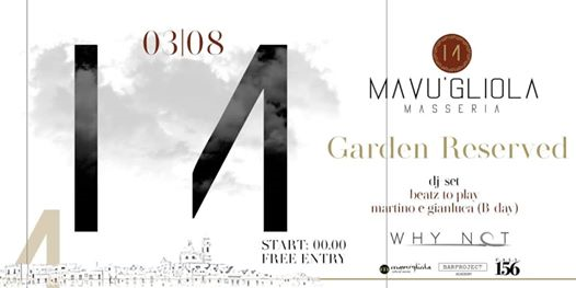 Mavùgliola Garden Reserved Party | 03.08