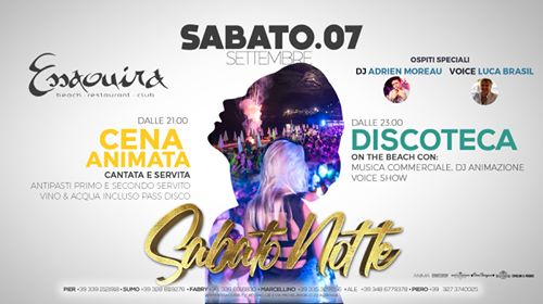 Sabato 7 Settembre , Cena Animata & Discoteca - Essa Club