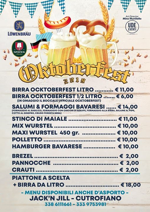 Oktoberfest 2019 Festa Della Birra tutto Ottobre al Jack'n Jill