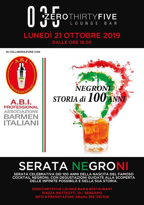 035 Bergamo ･100th Anniversary Cocktail Negroni ･ Lunedì 21.10