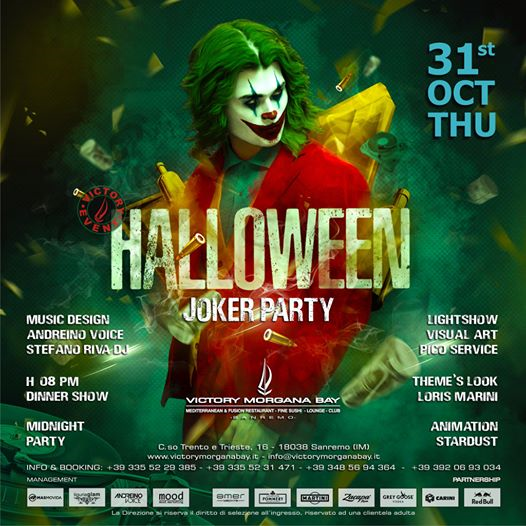 Halloween Giovedì 31 Ottobre " Joker Party " Victory Morgana Bay