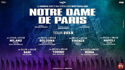 Notre Dame de Paris tour 2019 Casalecchio di Reno