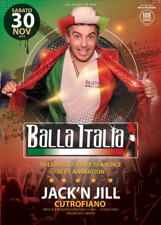 Balla Italia per la Cena Spettacolo&Disco del Sabato Jack'n Jill