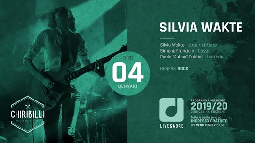 Sabato 4 Gennaio**Silvia Wakte** Live&More 12° ed.