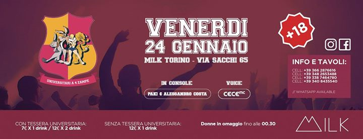 Animal College - Venerdì 24 Gennaio 2020 - Milk Torino