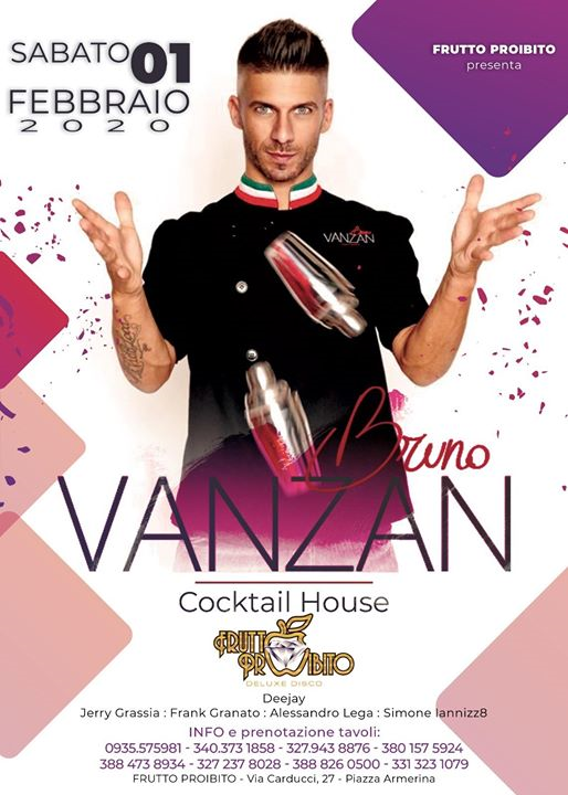 Sab. 1 Feb 2020 "Cocktail House" with Bruno Vanzan Top Bartender
