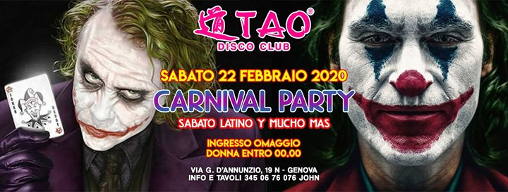 ☆☆ Carnival Party @TAO Disco Club ☆☆ sab.22/02/2020