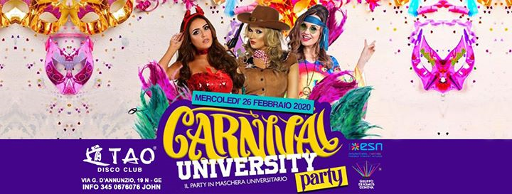 Carnival University Party @TAO - mer.26/02/2020