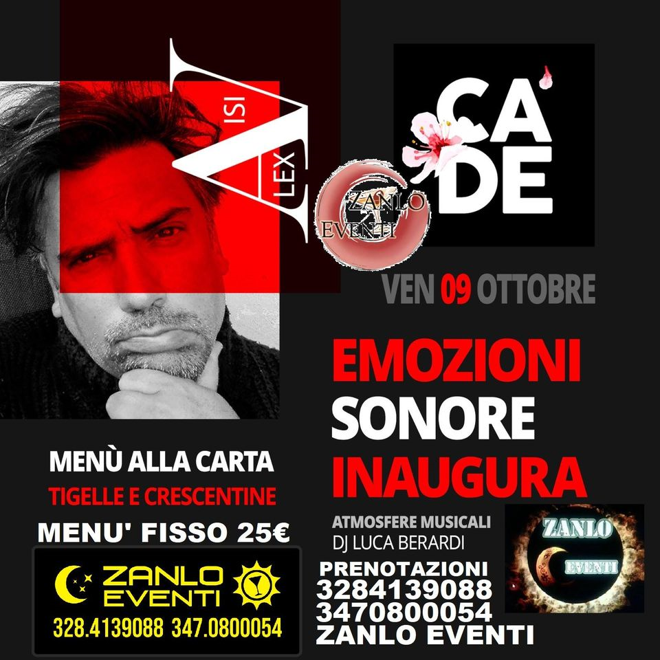 Venerdì 9 Ottobre open Cà De Mandorli, Cena 25€ -Info 3284139088