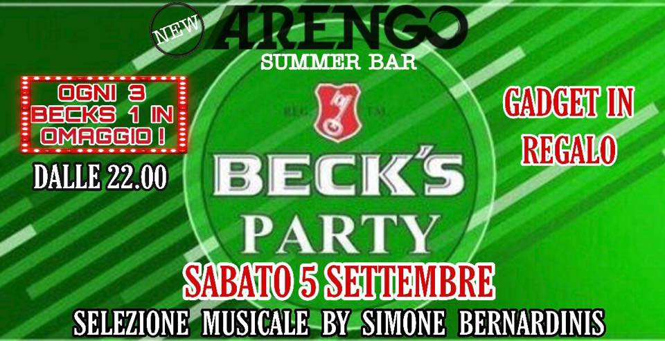 BECK’S PARTY/Sabato 5 settembre/ARENGO SUMMER BAR