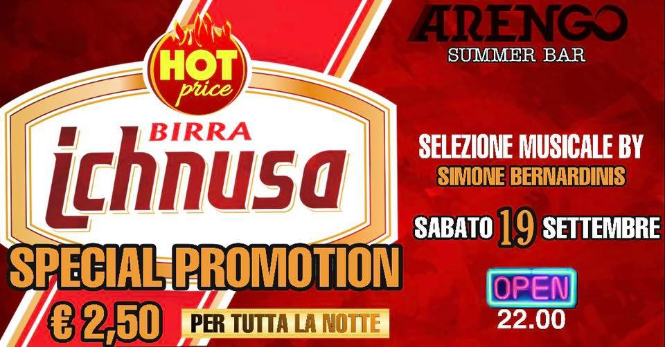 ICHNUSA PARTY/ SABATO 19 SETTEMBRE/ ARENGO SUMMER BAR