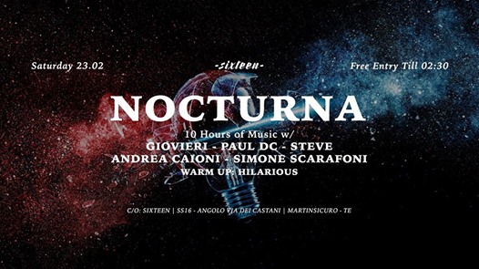 Sixteen 23 feb "nocturna" Free ENTRY fino alle 2.30