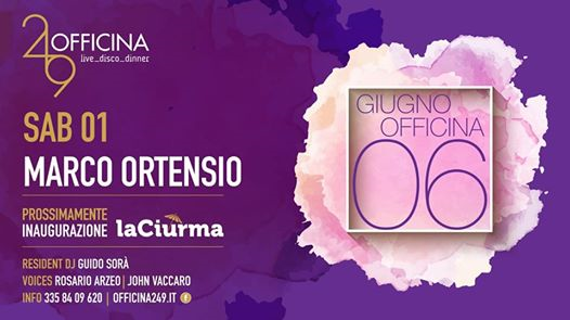 Officina249 Sab 1/6 Live Marco Ortenzo & Disco-3358409620 Enzo